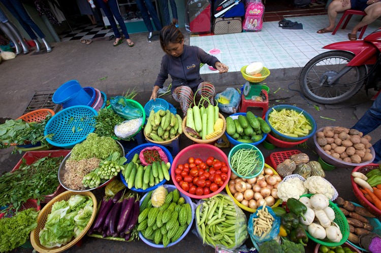 Een markt in Ho Chi Minh City, Vietnam